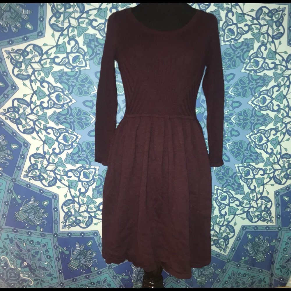 A maroon knit dress